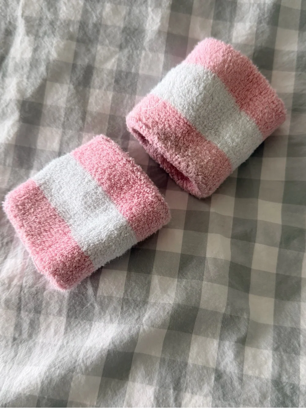 Soft Pink & White Stripe Wristbands